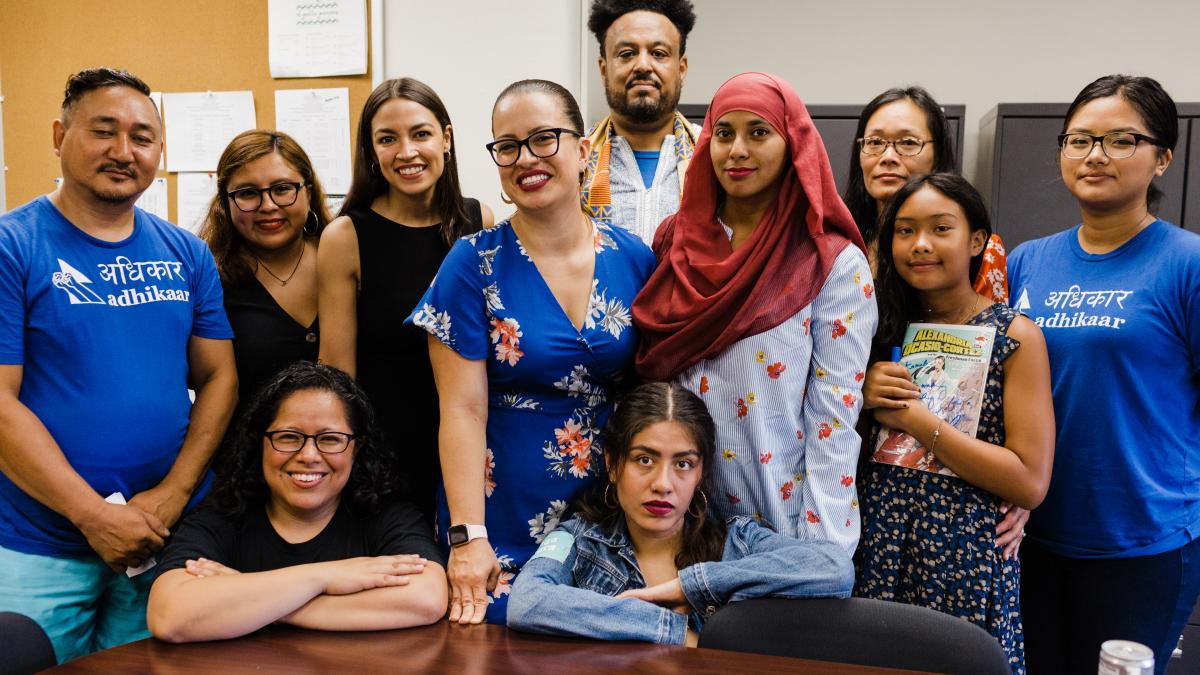 Rep. Ocasio-Cortez with constituents