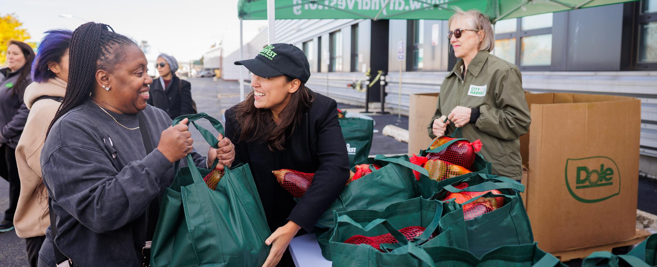 Rep. AOC Hands Out Food at City Harvest NYC