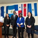 Pictured from left to right: Representative Alexandria Ocasio-Cortez, Deputy Secretary of the Treasury Wally Adeyemo, Casa Yurmein President Mirtha Mirtha Colón 